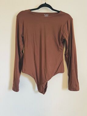Pumiey Brown Long Sleeve Bodysuit